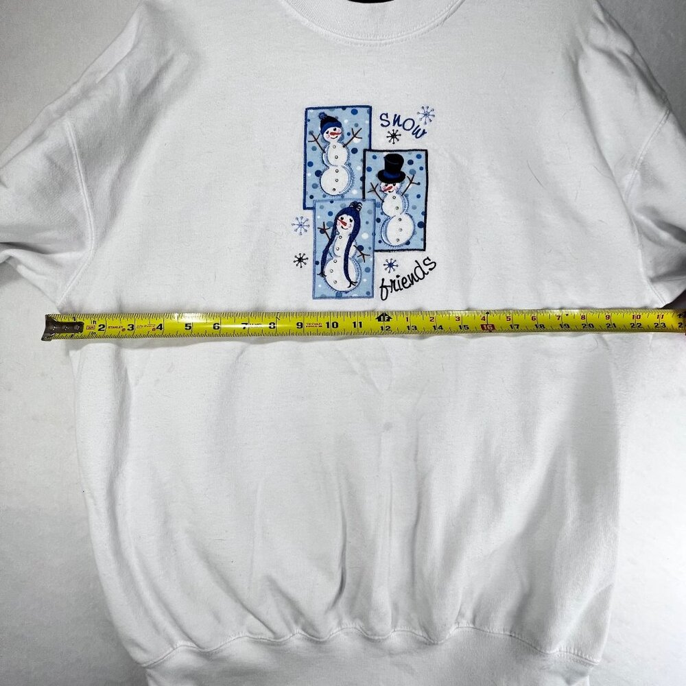 Vtg MC Sportswear Snow Friends Embroidered Sweatshirt L White Blue Grannycore - Picture 10 of 10